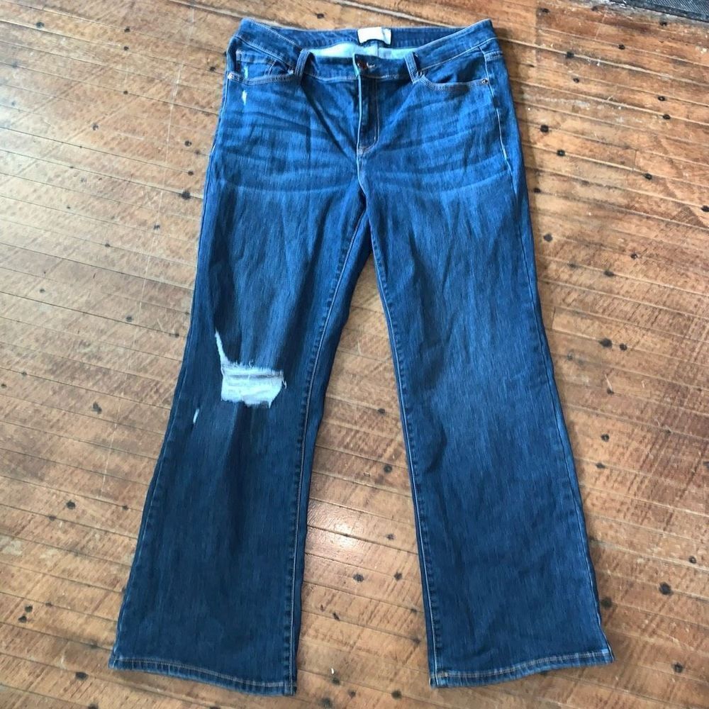 Lane Bryant distressed 16 mid rise western boot normcore jeans